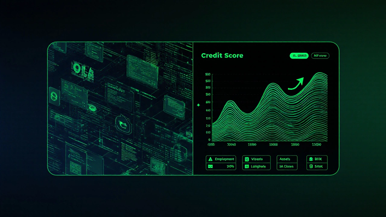 Цифровая система оценки кредита с потоками данных и ростом кредитного рейтинга.