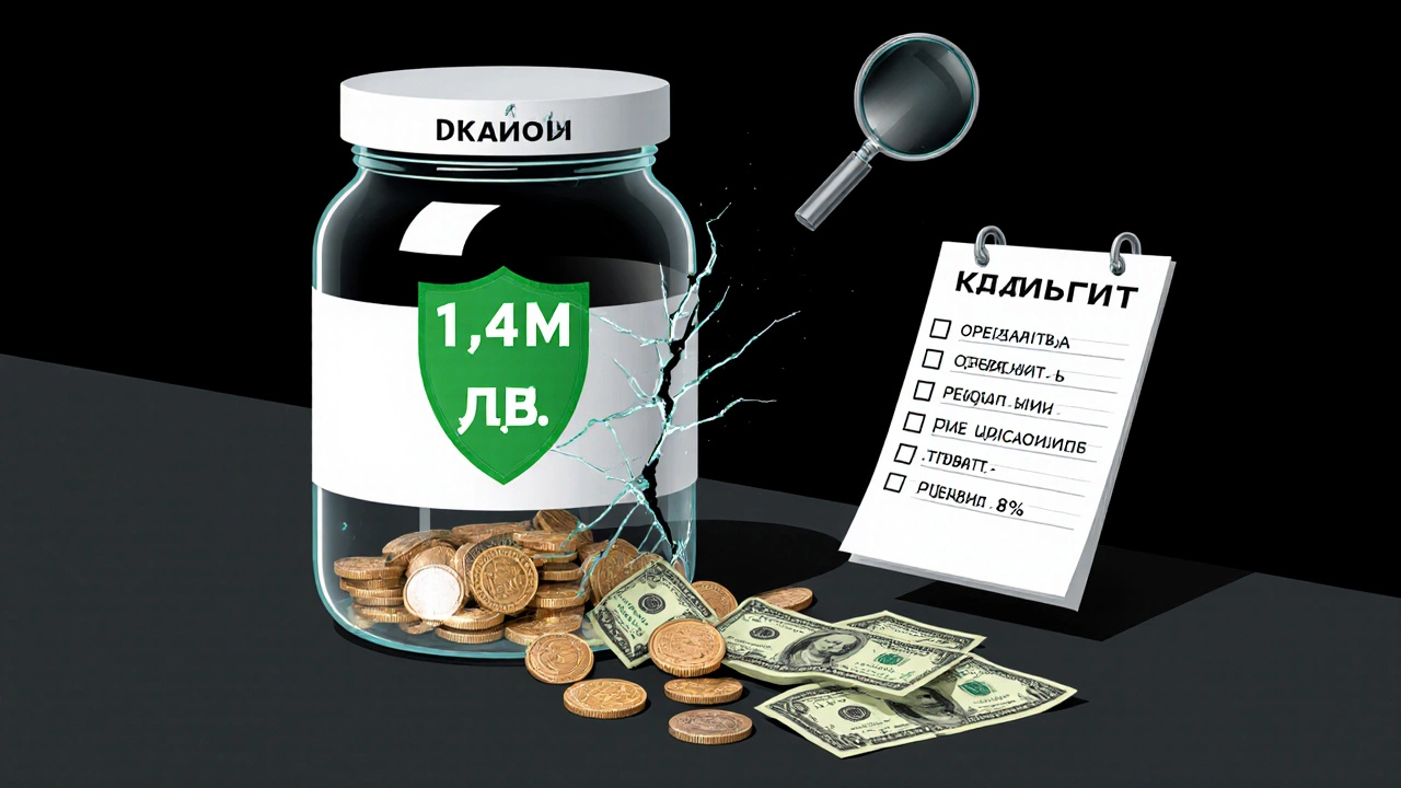 Хрупкая банка с деньгами треснула, страхование защищает только часть суммы, остальное теряется.