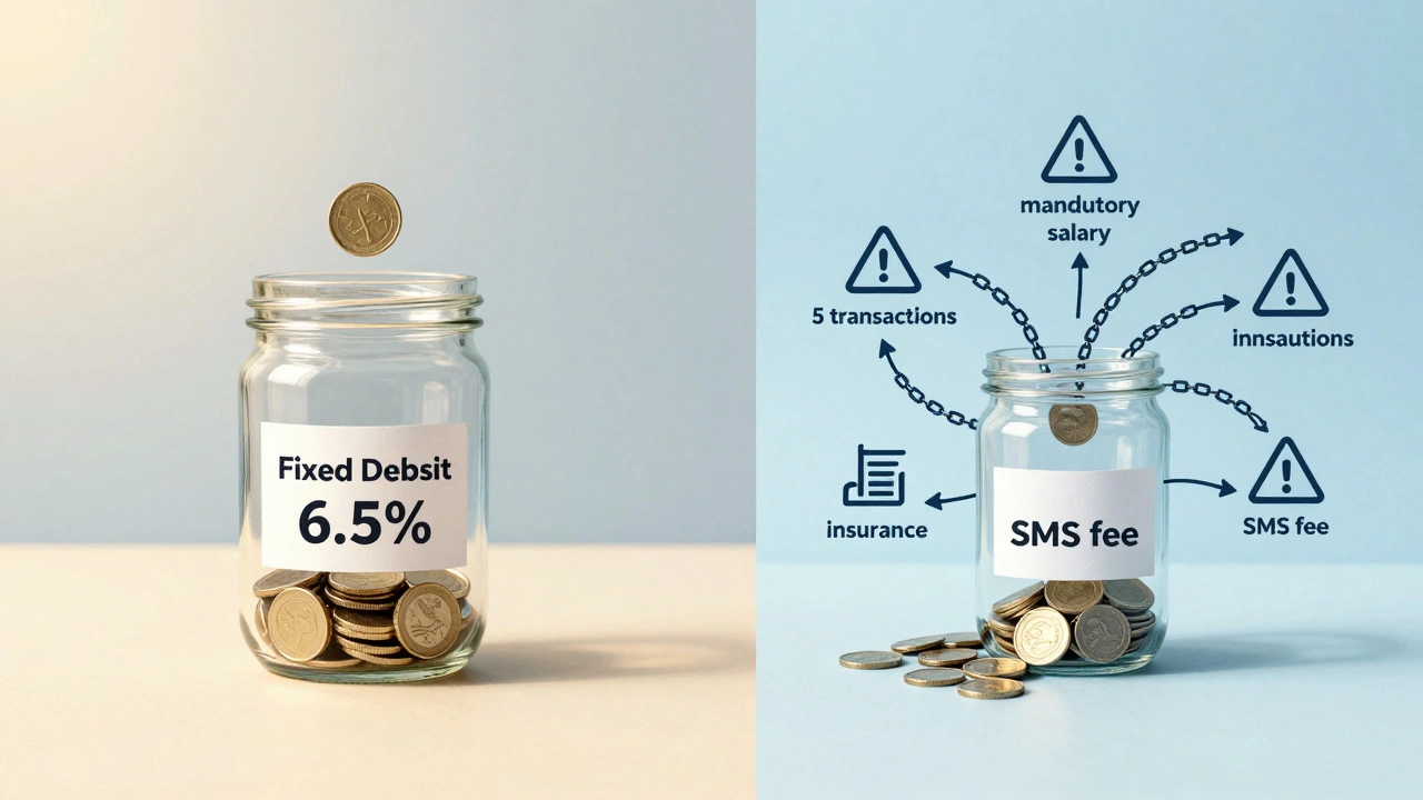 Слева — простая копилка с фиксированной ставкой, справа — та же копилка, но запутанная в цепях обязательств и комиссий банка.