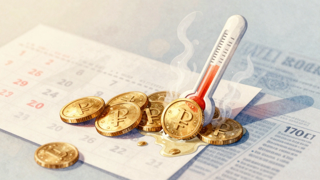 Исчезающие монеты рядом с графиком роста цен