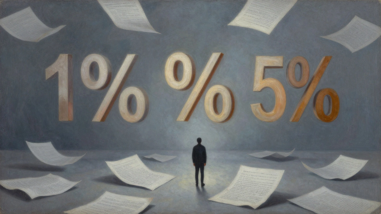 Плавающие проценты и документы на фоне силуэта человека
