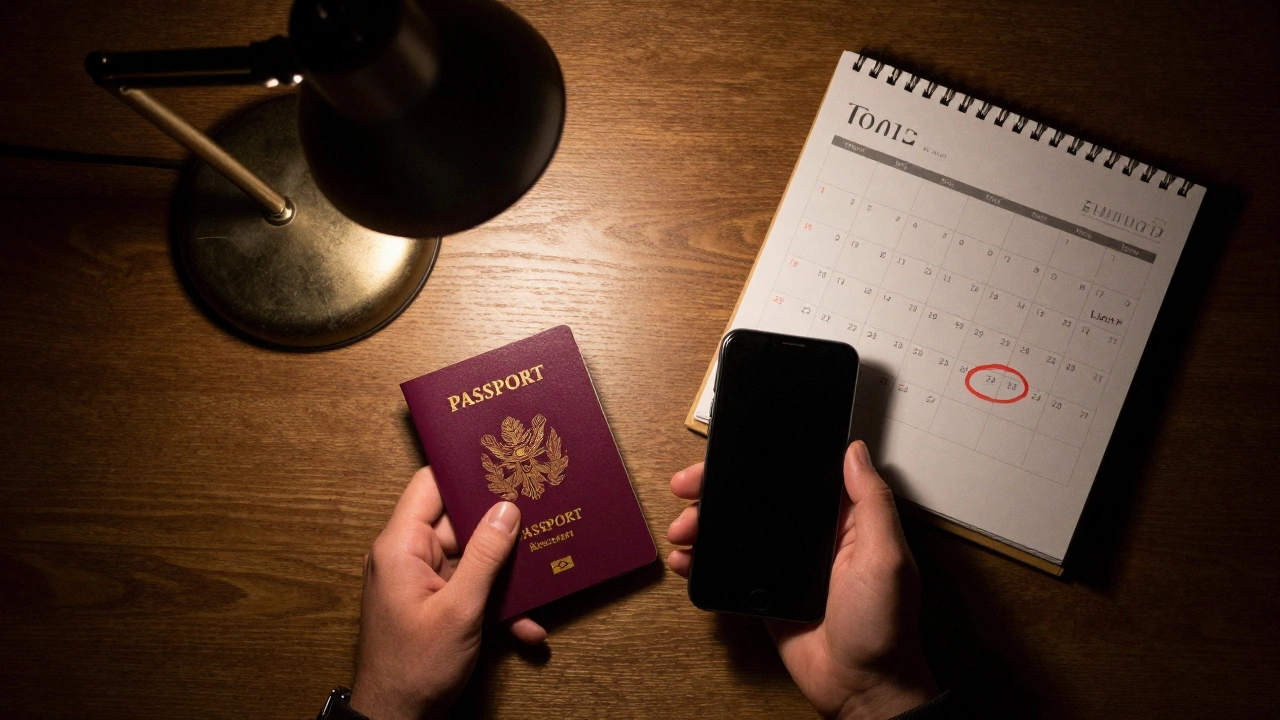 Паспорт и календарь с отмеченной датой возврата кредита на столе