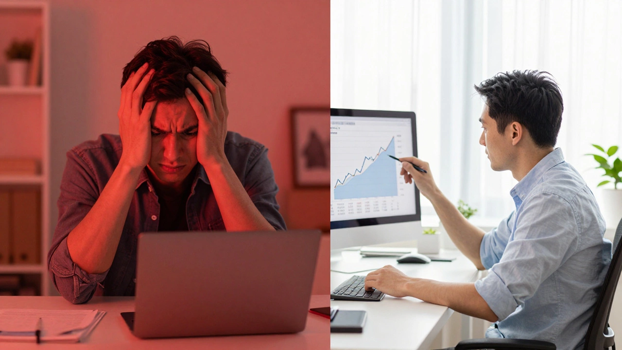 Сравнение паники при падении рынка и спокойствия долгосрочного инвестора