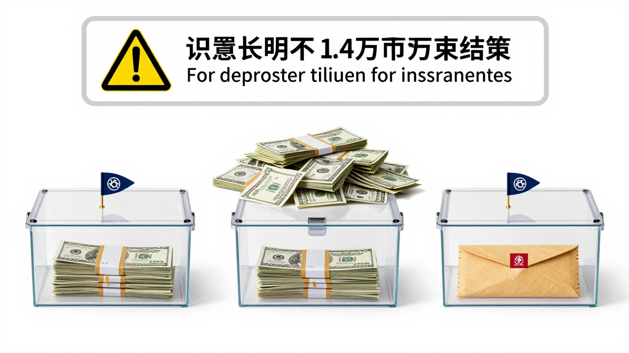 Illustration demonstrating the strategy of splitting large deposits across multiple banks to ensure full coverage under the 1.4 million ruble state insurance limit.