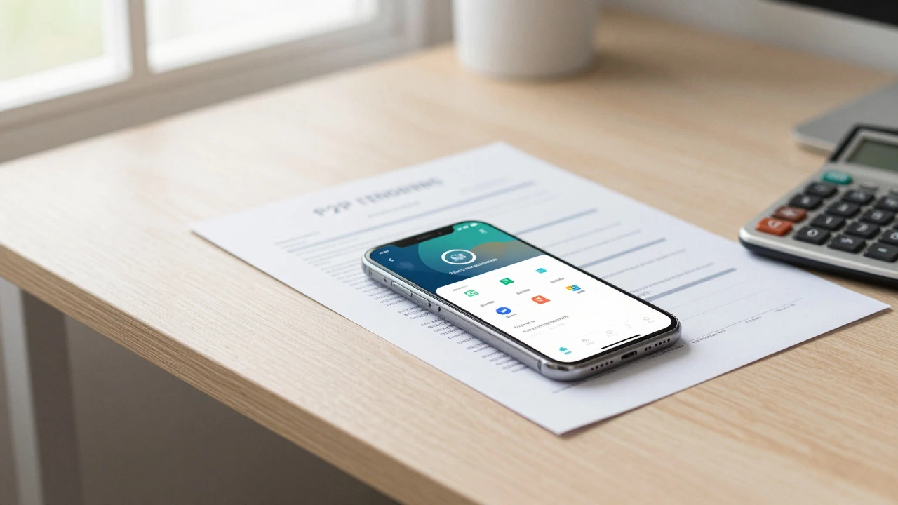 Смартфон с приложением для краудлендинга на рабочем столе
