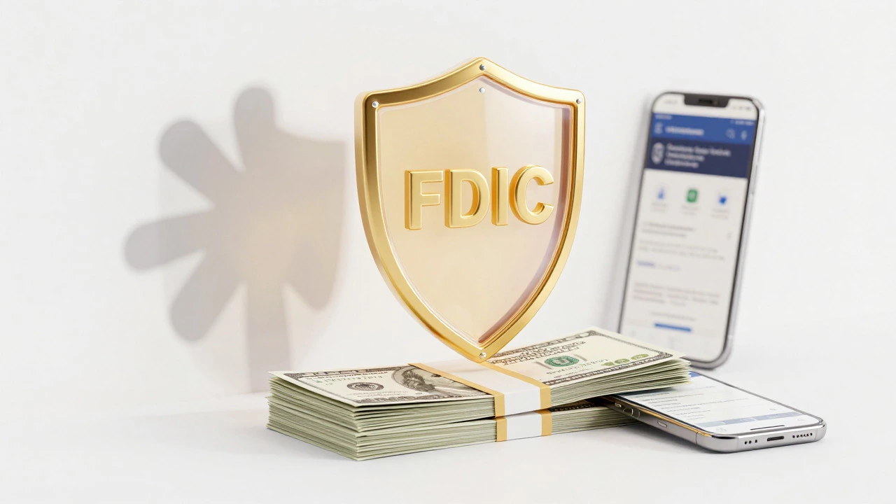 Золотой щит FDIC защищает деньги и банковское приложение от рисков